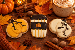 Autumn Themed Pumpkin Spiced Sugar Cookies - decorated with organic dyes