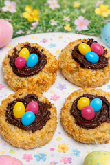 Macaroon Nest Cookies with organic dye jelly beans- 4-pk