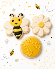 Handcrafted Bees and Honey Sugar Cookies - decorated with organic dyes