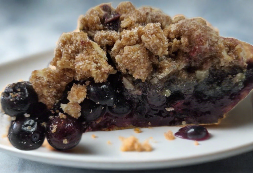 vegan blueberry streusel pie