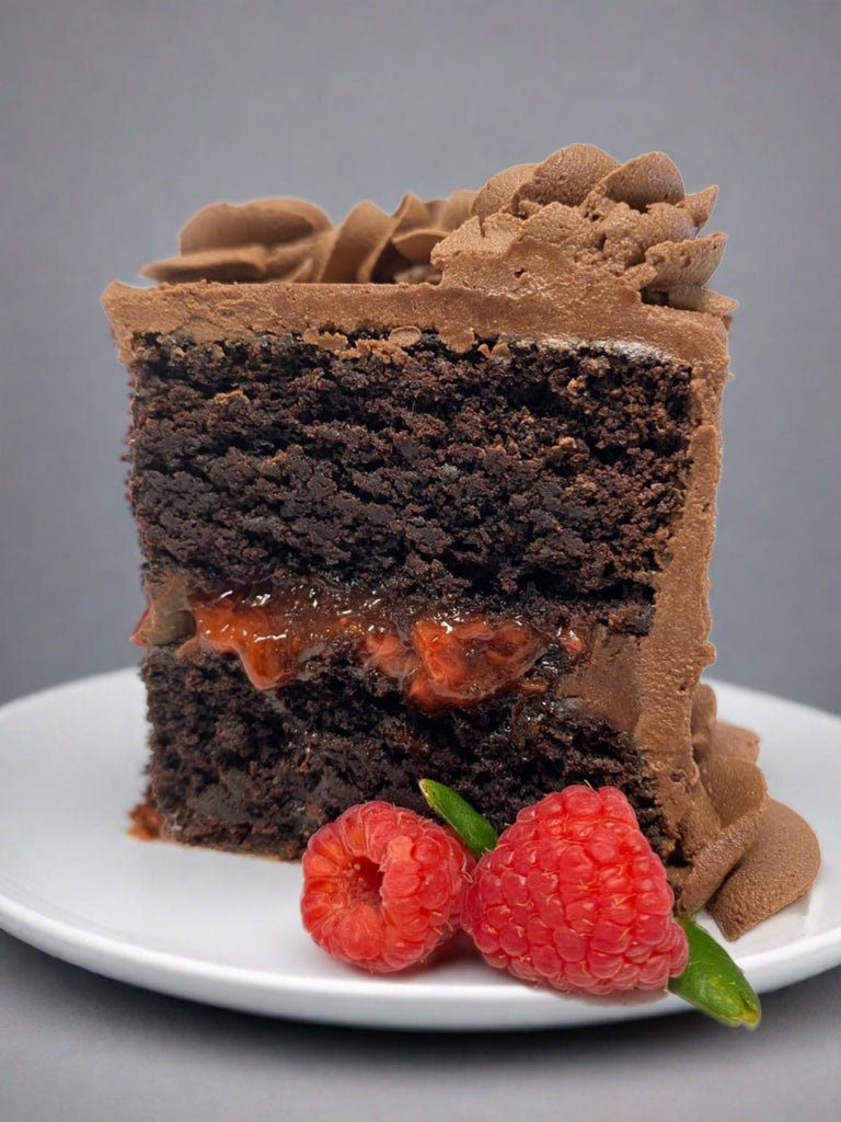 gluten free chocolate cake with rasberry filling