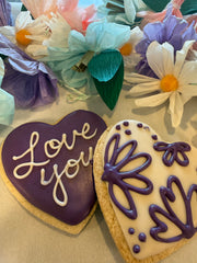 Handcrafted Elegant Heart Shaped Sugar Cookies - decorated with organic dyes